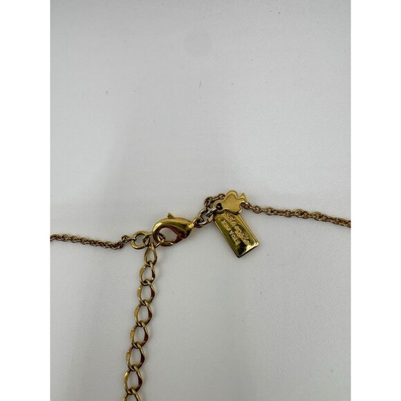 Kate Spade Gold Tone Spade Pendant Necklace Crystal Charm - Picture 5 of 5